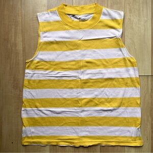 Everlane yellow pink striped color block high neck sleeveless tank muscle tee